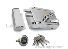 Door Security Rim Lock with Double Cylinder and Five Keys