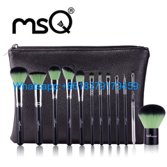 MSQ 12pcs Makeup Brushes Alminium Ferrule Cosmetic Tool High Quality Synthetic Hair With PU Leather Case