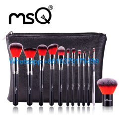 MSQ 12pcs Makeup Brushes Alminium Ferrule Cosmetic Tool High Quality Synthetic Hair With PU Leather Case