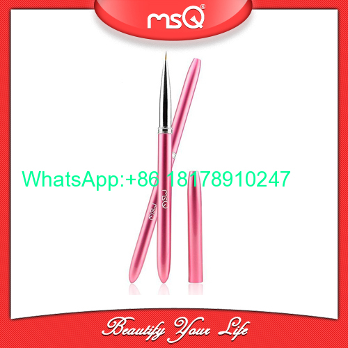 MSQ Brand Professional Single Nail Art Beauty Tool Dotting Pen Drawing Brush Pink Aluminium Handle