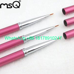 MSQ Brand Professional Single Nail Art Beauty Tool Dotting Pen Drawing Brush Pink Aluminium Handle