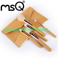 MSQ 5pcs Makeup Brushes Set Synthetic Hair Wood Handle with Unique Design Envelope Style Cosmetic Case