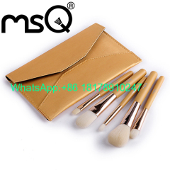 MSQ 5pcs Makeup Brushes Set Synthetic Hair Wood Handle with Unique Design Envelope Style Cosmetic Case