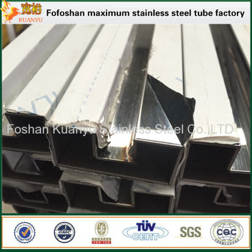 ISO certification 316 stainless steel square grooved piping for glass handrail