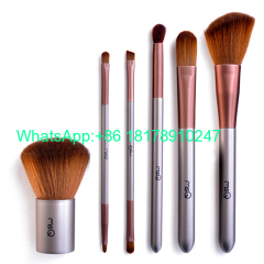 MSQ 6pcs Travel Makeup Brushes Kit Face Care Soft Synthetic Hair Acrylic Handle With Canvas Beauty Case