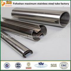 Decorative glass single slot piping 316 stainless steel handrail slot tubes