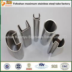 Decorative glass single slot piping 316 stainless steel handrail slot tubes