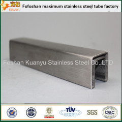 Decorative glass single slot piping 316 stainless steel handrail slot tubes