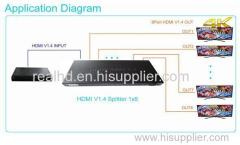 Home AV 4K HDMI distribution 8 port HDMI splitter 1x8 DTS