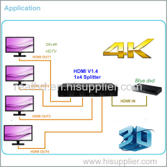 4K 4 port UHD(3840x2160) hdmi splitter 1x4 with hdcp key