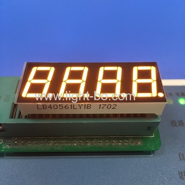 Super bright yellow common cathode 0.56" 4 digit 7 segment led display for instrument