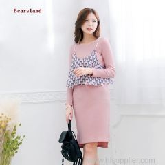 Maternity Nursing Dress Winter Fashion Two-Piece Breastfeeding Nursing Dress