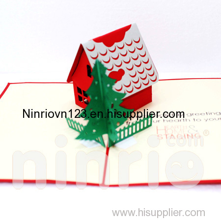 Noel house Pop Up Card Handmade Greeting Card