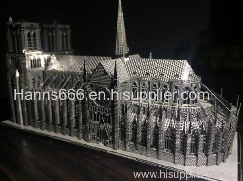 stainless steel Notre-Dame de Paris 3D jigsaw