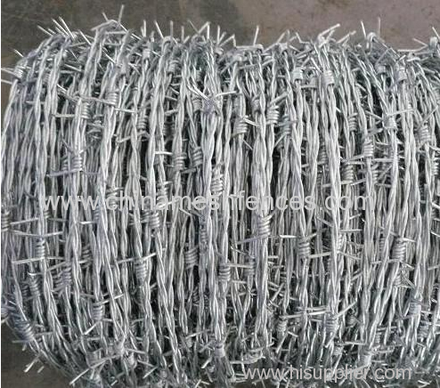 PVC coated double twisted barbed wire roll price/ 2mm barbed wire fence / Hot Dipped Galvanized barbed wire price per ro