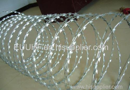 Low price sharp hot dipped galvanized razor barbed wire/ double concertina razor wire coils