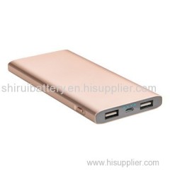 Cheap 7500mAh Li polymer metal slim power bank charger with dual USB outputs