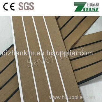 2017 Synthetic teak PVC boat deck flooring black stripe and easy-install soft boat deck