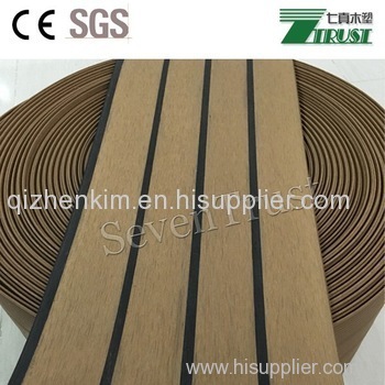 2017 New Synthetic Wood Teak Boat Marine Waterproof PVC 190*5mm Flooring Decking with Black Stripes