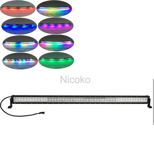 300w 52 Inch Straight offroad light bars with RGB Chasing Halo