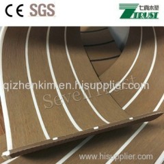 Teak color synthetic PVC rough decking for boat and for marine and yacht