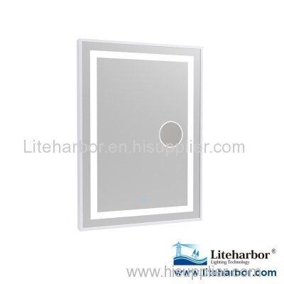Framed LED Bathroom Mirror with Magnifier