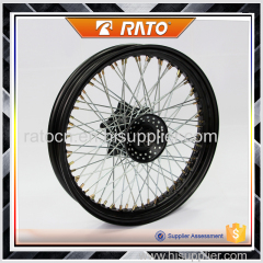 Black motorcycle front disc-brake wheel rims