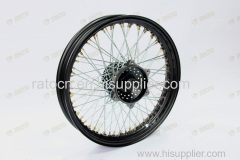 Black motorcycle front disc-brake wheel rims