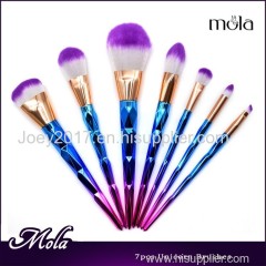 Mola 2017 create your own brand unicorn 7pcs sparking glitter makeup brush set