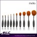 Professional 10 Pcs silver handler Soft Oval Toothbrush Makeup Brush Sets