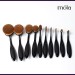 Professional 10 Pcs silver handler Soft Oval Toothbrush Makeup Brush Sets