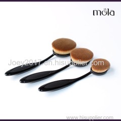 Foundation Cream Contour Powder Blush Concealer Professional 10 Pcs silver handler Soft Oval Toothbrush Makeup Brush Set