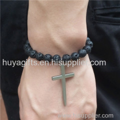 Custom Made Zinc Alloy Man Cross Bracelet with Bead