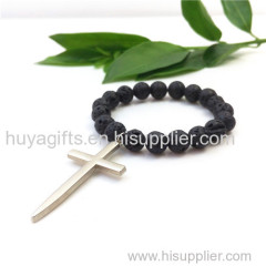 Custom Made Zinc Alloy Man Cross Bracelet with Bead