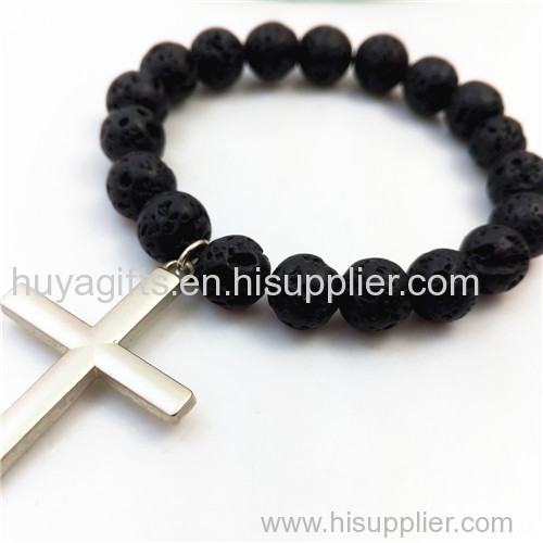 Custom Made Zinc Alloy Man Cross Bracelet with Bead