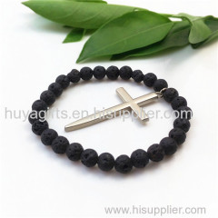 Custom Made Zinc Alloy Man Cross Bracelet with Bead