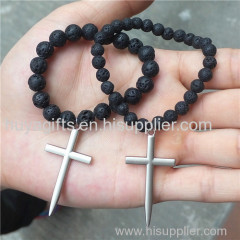 Custom Made Zinc Alloy Man Cross Bracelet with Bead