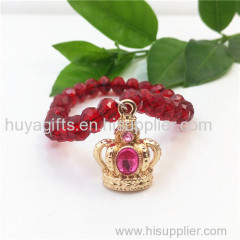 Crown Shape Princess Girl Bracelet with Red Bead Children Jewelry Gift