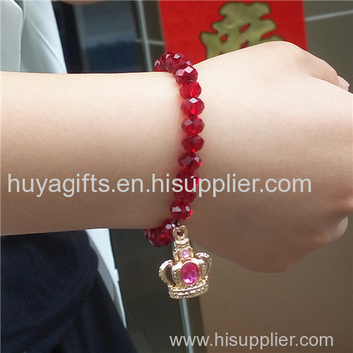 Crown Shape Princess Girl Bracelet with Red Bead Children Jewelry Gift