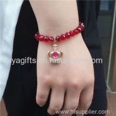 Crown Shape Princess Girl Bracelet with Red Bead Children Jewelry Gift