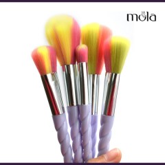 New Arrival hot sale 5pcs rainbow makeup brush synthetic brush knots