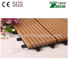 Outdoor WPC decking tiles interlocking plastic decking tile for rooftop garden and balcony