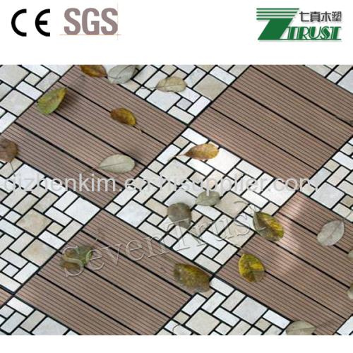 Waterproof and anti-slip interlocking WPC DIY decking tiles