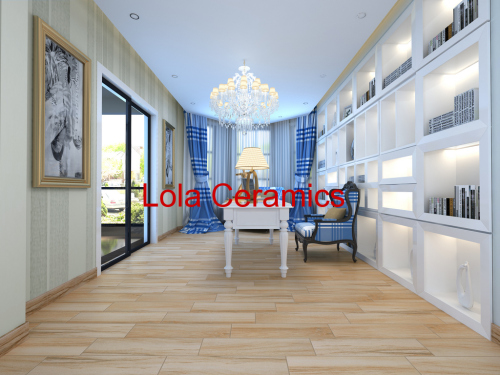 Burma Golden Teak Wooden Like Tiles Lola Ceramics Foshan China 25 Years 5 Colors