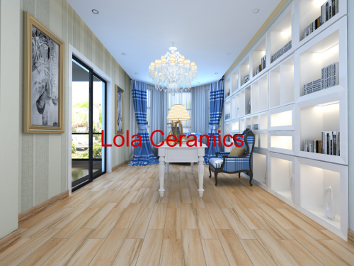 Burma Golden Teak Wooden Like Tiles Lola Ceramics Foshan China 25 Years 5 Colors