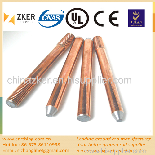 two ends uncoated copper bonded steel earth rod