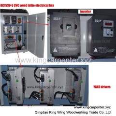 CNC control wood turning lathe machines with engraving spindle