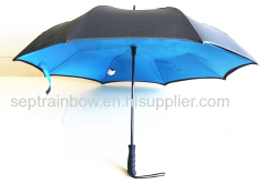Reverse umbrella with straight handle