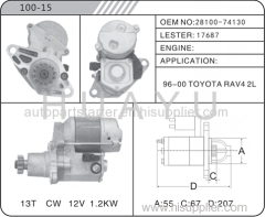 Toyota starter motor 12V RAV4 13T CAR STARTER