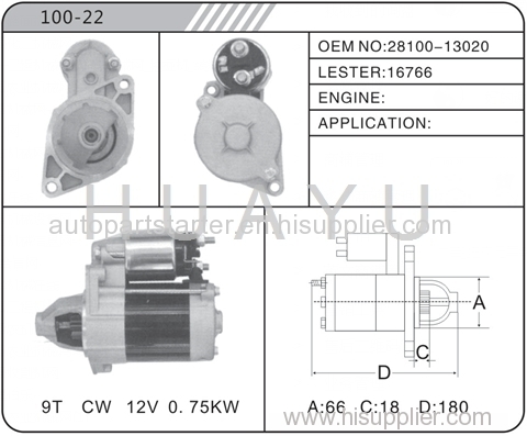 TOYOTA COROLLA STARTER MOTOR 7K AUTO STARTER PART